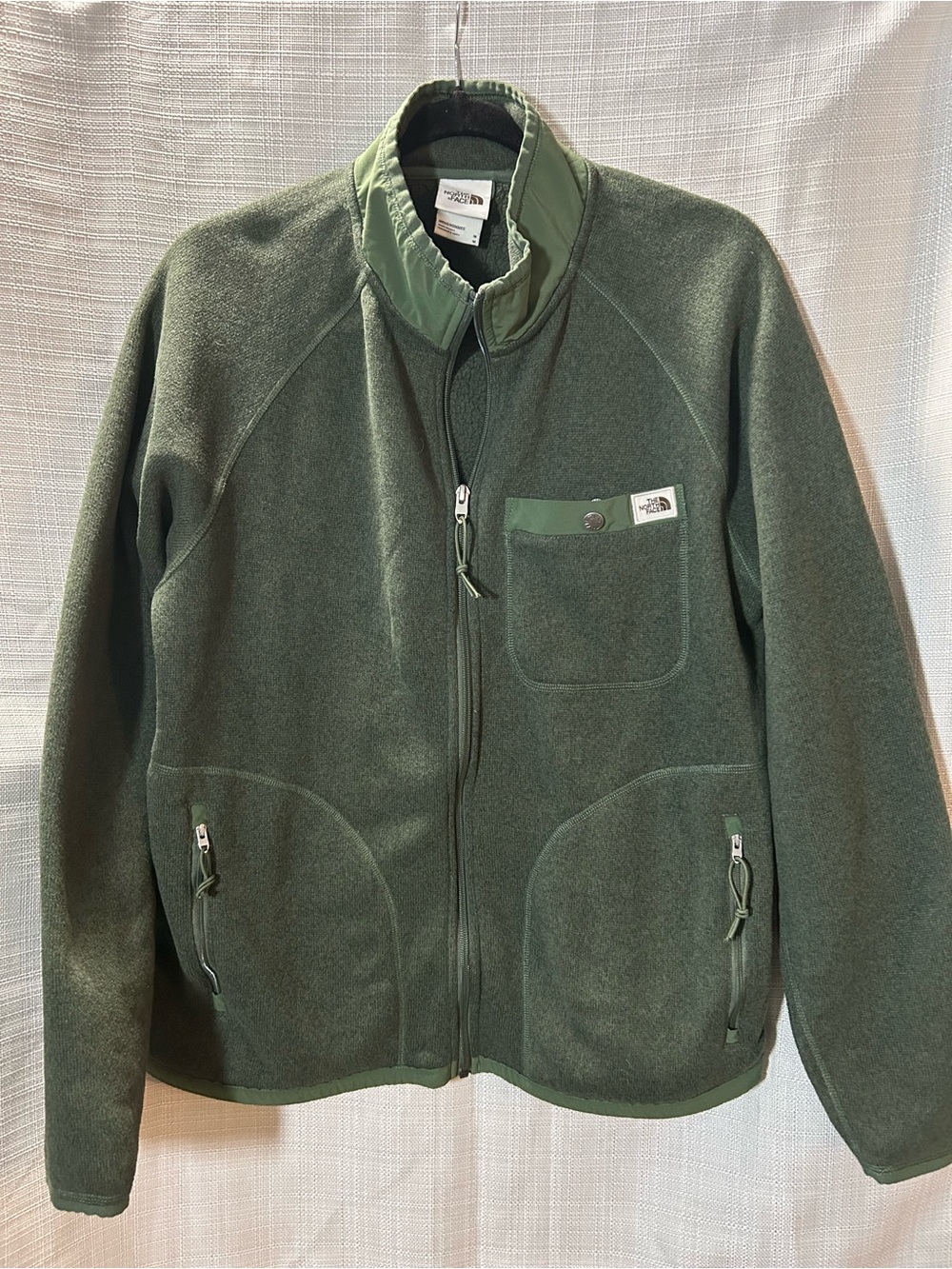 The North Face Men's Olive Green Fleece Zip Jacket